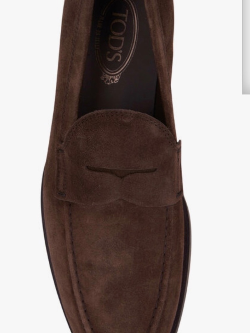 TOD’S Chocolate Brown Suede Dress Penny Loafer Leather LOGO - US 10 1/2 Men